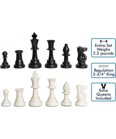 US Chess Federation's Triple Weighted Tournament Staunton Black and White Plastic Chess Pieces - 3.75" King $34.28 Board Games