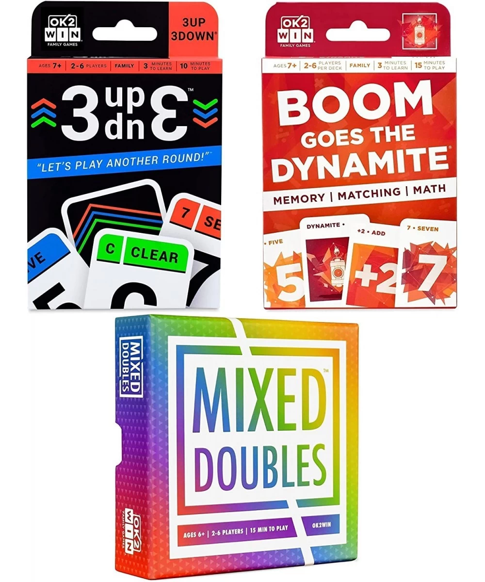 3UP 3DOWN Card Game and Mixed Doubles Dice Game and Boom Goes The Dynamite Card Game Bundle $55.99 Card Games