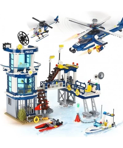 City Police Station STEM Building Sets Compatible with Legos Military Helicopter Airplane Boats Ship Swat Team Building Kit f...