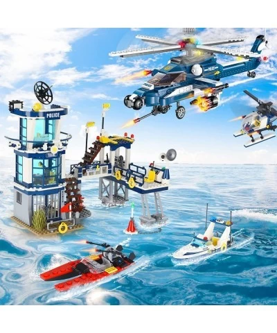 City Police Station STEM Building Sets Compatible with Legos Military Helicopter Airplane Boats Ship Swat Team Building Kit f...