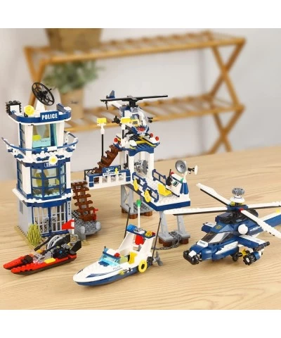 City Police Station STEM Building Sets Compatible with Legos Military Helicopter Airplane Boats Ship Swat Team Building Kit f...