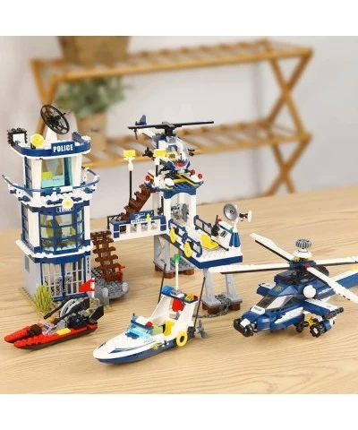 City Police Station STEM Building Sets Compatible with Legos Military Helicopter Airplane Boats Ship Swat Team Building Kit f...