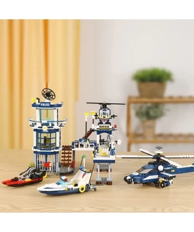 City Police Station STEM Building Sets Compatible with Legos Military Helicopter Airplane Boats Ship Swat Team Building Kit f...