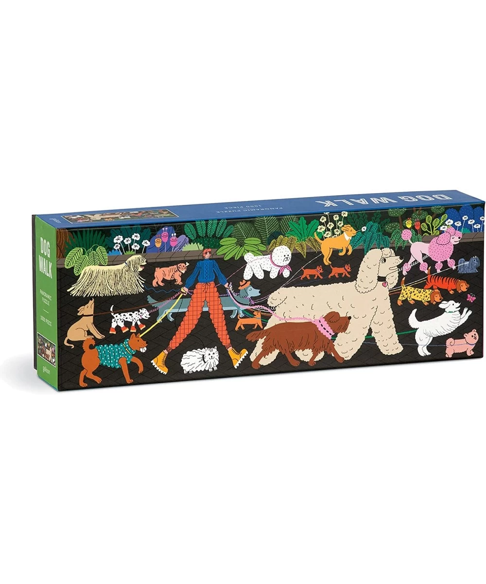 Dog Walk Panoramic Puzzle 1 000 Pieces 39” x 14” – Landscape Dog Jigsaw Puzzle with Colorful Whimsical Artwork – Thick Sturdy...