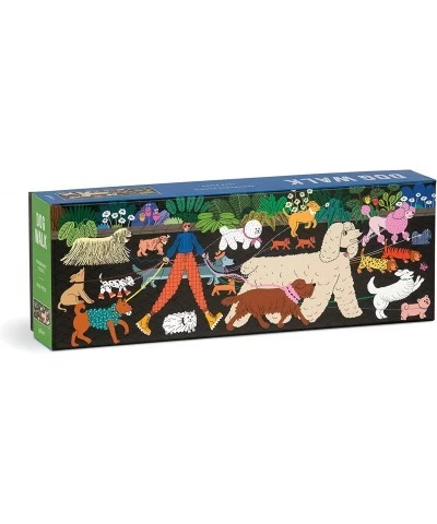 Dog Walk Panoramic Puzzle 1 000 Pieces 39” x 14” – Landscape Dog Jigsaw Puzzle with Colorful Whimsical Artwork – Thick Sturdy...