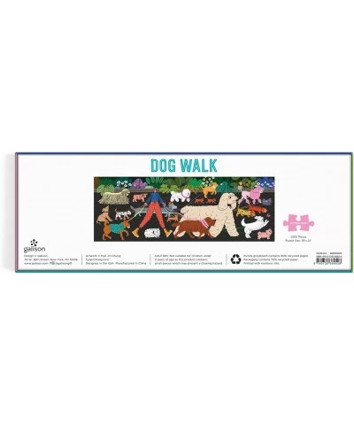 Dog Walk Panoramic Puzzle 1 000 Pieces 39” x 14” – Landscape Dog Jigsaw Puzzle with Colorful Whimsical Artwork – Thick Sturdy...