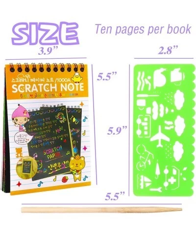 24 Pcs Scratch Art Notebooks Magic Scratch Painting Rainbow Scratch Note Pads for Kids Arts and Crafts 29 Wooden Stylus and 4...