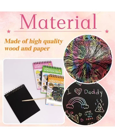 24 Pcs Scratch Art Notebooks Magic Scratch Painting Rainbow Scratch Note Pads for Kids Arts and Crafts 29 Wooden Stylus and 4...