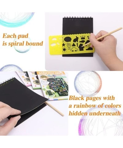 24 Pcs Scratch Art Notebooks Magic Scratch Painting Rainbow Scratch Note Pads for Kids Arts and Crafts 29 Wooden Stylus and 4...