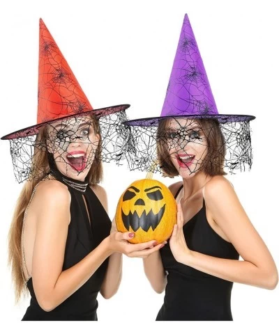 3 Pack Halloween Witch hat Women Girls Witches Wizard hat for Halloween Costume Accessory Party Decorations Suppies 3 Colors ...