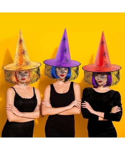 3 Pack Halloween Witch hat Women Girls Witches Wizard hat for Halloween Costume Accessory Party Decorations Suppies 3 Colors ...