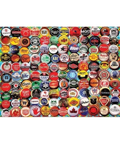 Puzzles Beer Bottle Caps - 500 Piece Jigsaw Puzzle $28.99 Jigsaw Puzzles