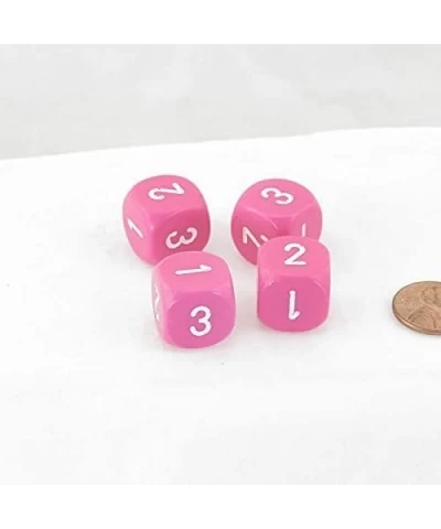 Pink Opaque Dice with White Numbers D3 (d6 1-3 Twice) 16mm (5/8in) Pack of 4 Wondertrail $17.17 Game Accessories