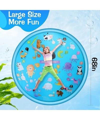 Splash Pad Sprinkler for Kids 68" Toddlers Splash Play Mat Wading Pool for Learning Summer Outdoor Sprinkler Pad Water Toys S...