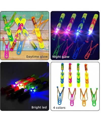 24 Pcs Slingshots Rocket Launcher for Kids Finger Rocket Flying Copter with Led Lights- 12 Slingshots+12 Glow Helicopters Fly...