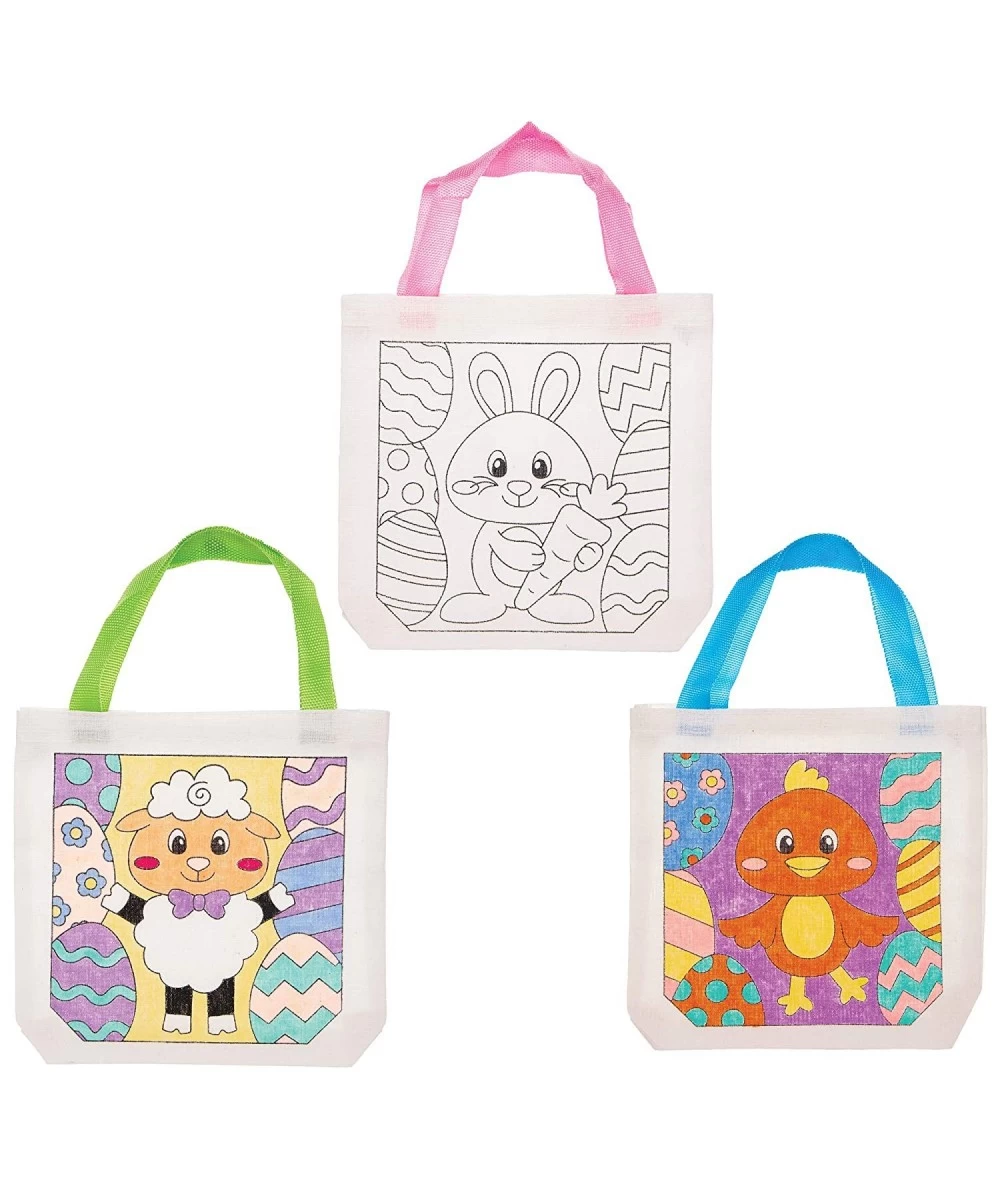 AT517 Easter Color in Fabric Bags - Pack of 3 Fabric Canvas Carrier for Kids to Personalize and Paint Your Own in Children's ...