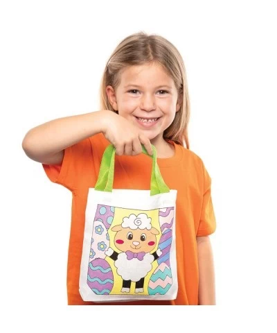 AT517 Easter Color in Fabric Bags - Pack of 3 Fabric Canvas Carrier for Kids to Personalize and Paint Your Own in Children's ...