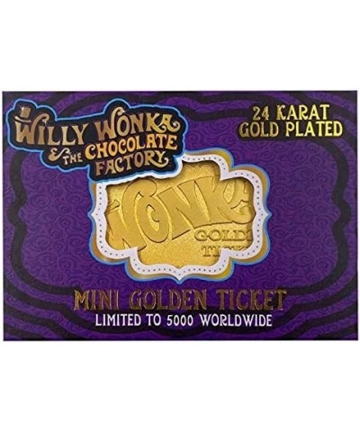 Willy Wonka 24K Mini Gold Plated Golden Ticket Limited Edition Replica (THG-WON02) $55.40 Kids' Dress-Up Accessories