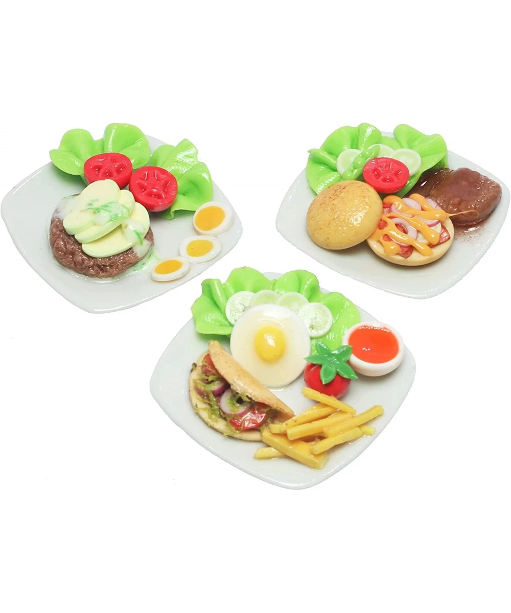 Set 3 Dollhouse Miniature Food Taco Hamburg Steak and Burger Kitchen Food Accessories Dollhouse Miniature $24.56 Dollhouse Ac...