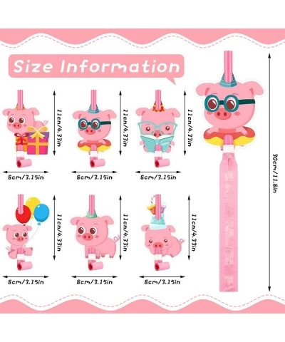 12 Pcs Pig Party Blowers Blowout Colorful Birthday Noise Makers Blow Horn Party Whistles for Pig Theme Party Pink Pig Girl Pa...