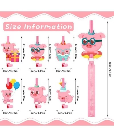 12 Pcs Pig Party Blowers Blowout Colorful Birthday Noise Makers Blow Horn Party Whistles for Pig Theme Party Pink Pig Girl Pa...