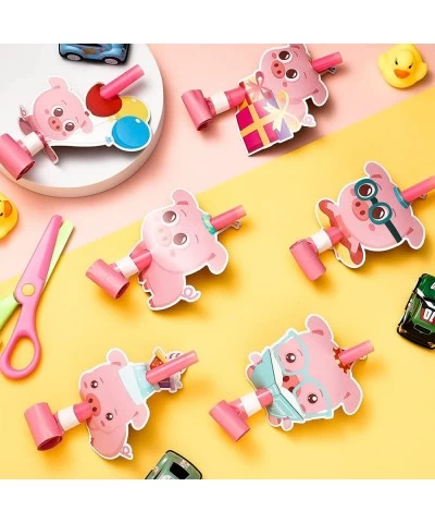 12 Pcs Pig Party Blowers Blowout Colorful Birthday Noise Makers Blow Horn Party Whistles for Pig Theme Party Pink Pig Girl Pa...