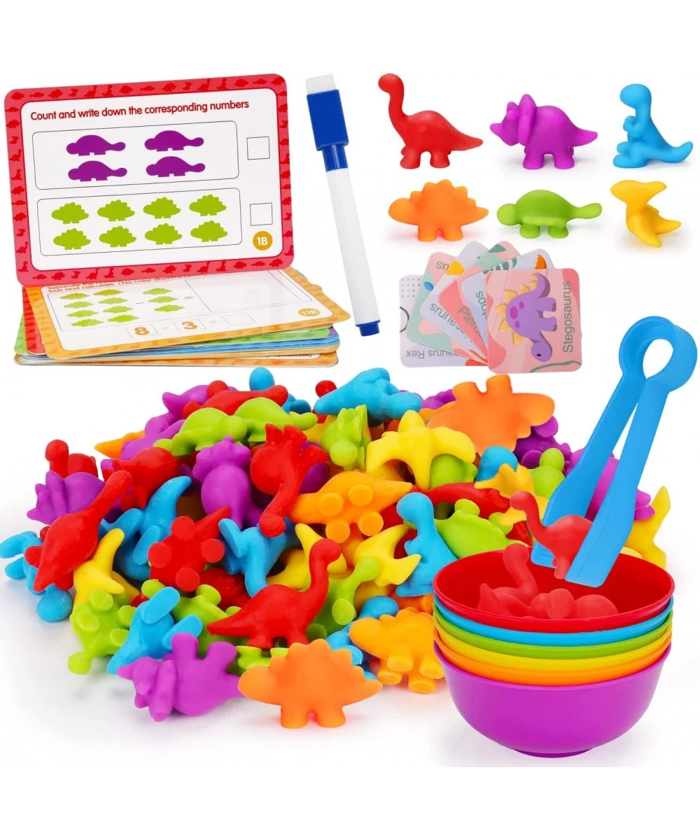 Counting Dinosaurs Toys for Kids with Sorting Bowls Toddler Learning Activities Ages 2-4 Preschool Early Educational Montesso...