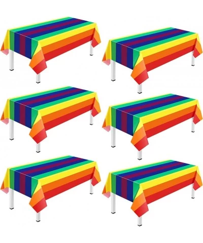 Bulk Rainbow Tablecloth Carnival Pride Disposable Plastic Tablecloth Rectangle Rainbow Tablecover Rainbow Birthday Party Supp...