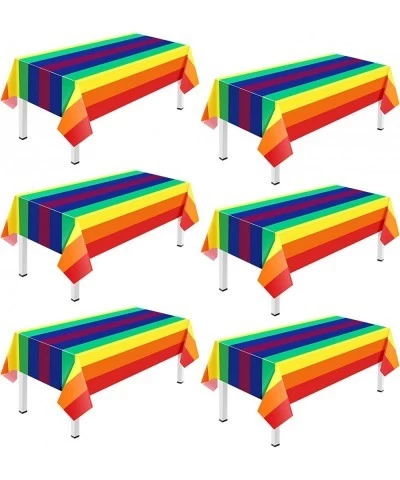 Bulk Rainbow Tablecloth Carnival Pride Disposable Plastic Tablecloth Rectangle Rainbow Tablecover Rainbow Birthday Party Supp...