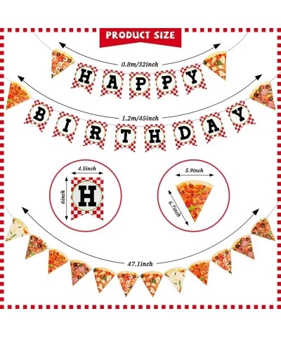 Pizza Photo Pennant Banner 3 Pieces Pizza Happy Birthday Banner Pizza Theme Party Decoration Pre-assembled Pizza Slice Buntin...