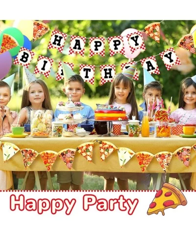 Pizza Photo Pennant Banner 3 Pieces Pizza Happy Birthday Banner Pizza Theme Party Decoration Pre-assembled Pizza Slice Buntin...