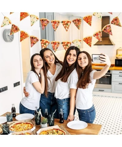 Pizza Photo Pennant Banner 3 Pieces Pizza Happy Birthday Banner Pizza Theme Party Decoration Pre-assembled Pizza Slice Buntin...