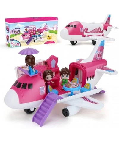 Airplane Toys Transport Cargo Play Set Beauty Dresser Table Pink Princess Educational Aircraft Game with Stickers a Helicopte...