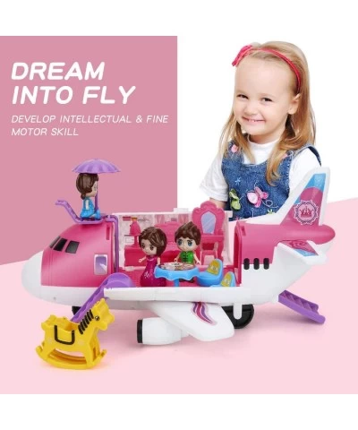 Airplane Toys Transport Cargo Play Set Beauty Dresser Table Pink Princess Educational Aircraft Game with Stickers a Helicopte...