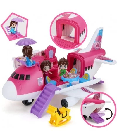 Airplane Toys Transport Cargo Play Set Beauty Dresser Table Pink Princess Educational Aircraft Game with Stickers a Helicopte...