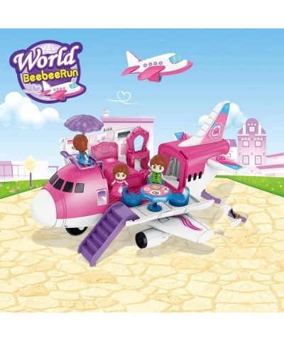 Airplane Toys Transport Cargo Play Set Beauty Dresser Table Pink Princess Educational Aircraft Game with Stickers a Helicopte...