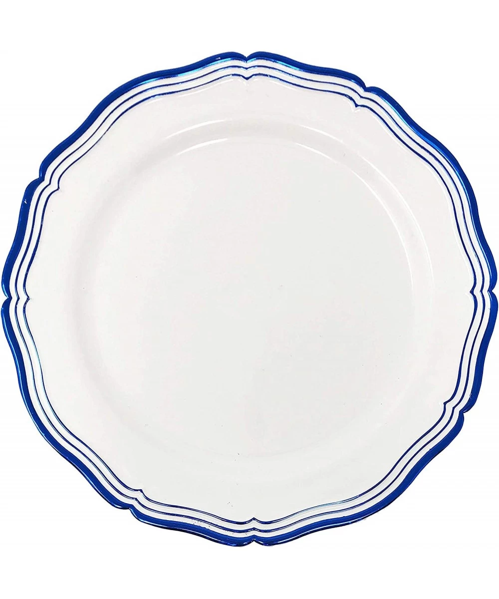 White and Royal Blue Dinner Plates - 10" Aristocrat Collection Pack of 10 $20.09 Kids' Party Tableware