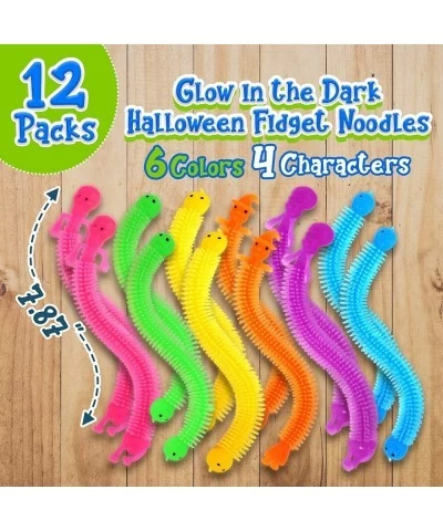 Stress Strings Stretch Fidget Noodles Toy Glow in the Dark Sensory Fidgets Treat Gifts Textured Monkey Noodles 12 Packs Stret...