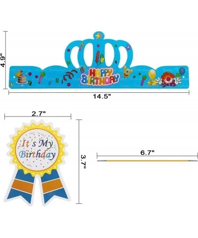 30 Pack Birthday Crowns Party Hats for Kids Classroom with 30 Pcs Badge Stickers for Preschool Kindergarten School Party Supp...