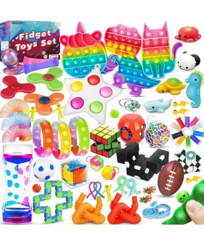 (63 Pcs) Fidget Toys Pack Party Favors Carnival Treasure Classroom Prizes Small Mini Bulk Sensory Figit Toys Set for Boys Gir...