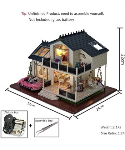 3D Wooden Miniature Dollhouse Kit DIY House Kit with Furniture 1:24 Scale DIY Dollhouse Kit (Provence Dust Proof and Music Bo...