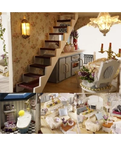 3D Wooden Miniature Dollhouse Kit DIY House Kit with Furniture 1:24 Scale DIY Dollhouse Kit (Provence Dust Proof and Music Bo...