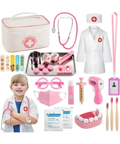 Play Doctor Kit for Kids 32 Pieces Toy Medical Kit with Stethoscope Coat Doctor Pretend Play Toy Set with Medical Storage Bag...