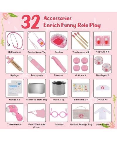 Play Doctor Kit for Kids 32 Pieces Toy Medical Kit with Stethoscope Coat Doctor Pretend Play Toy Set with Medical Storage Bag...