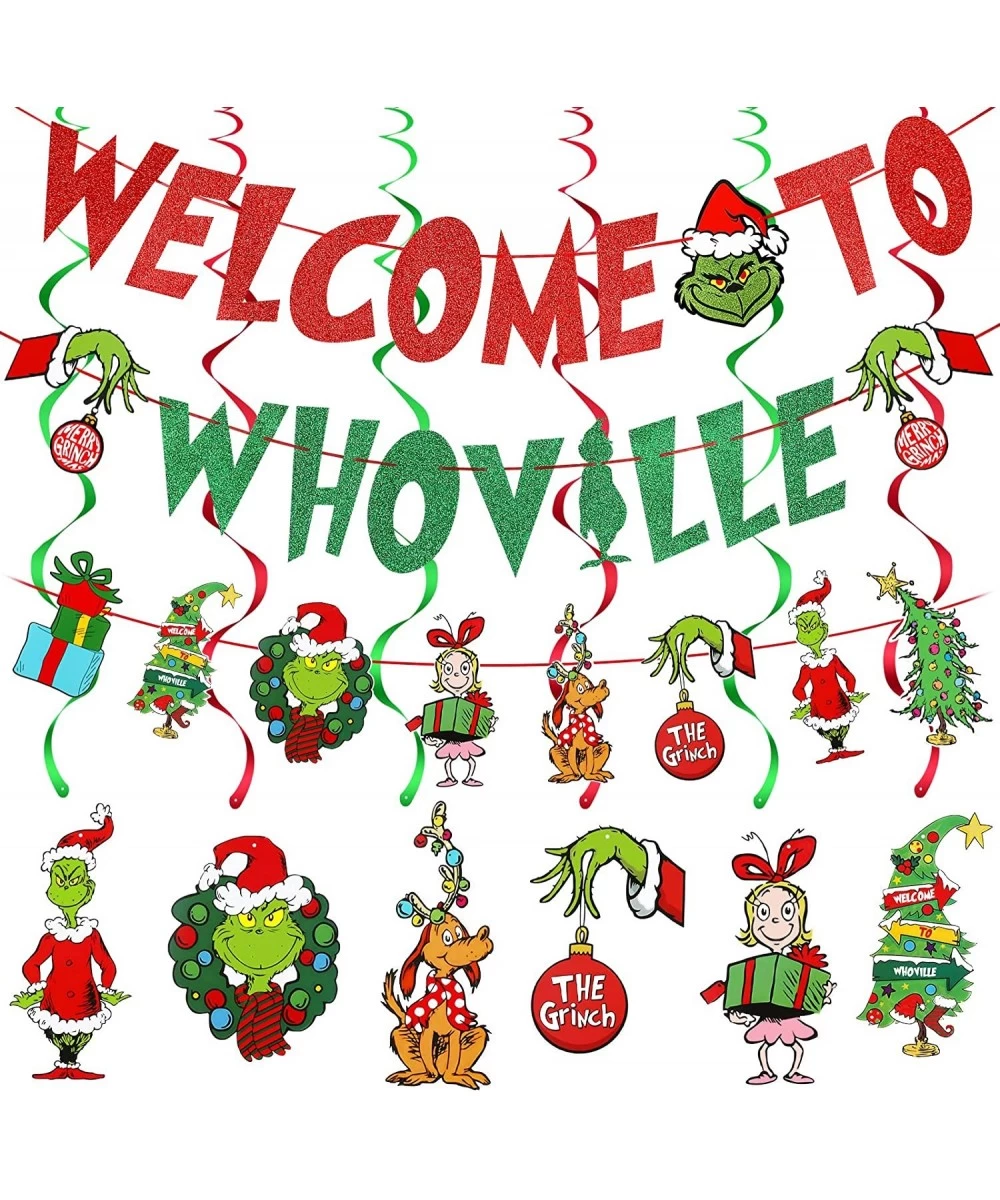 Welcome To Whoville Banner Red Green Whoville Christmas Decorations Grinch Whoville Decorations Grinch Christmas Decorations ...