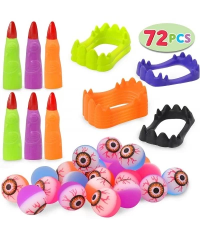 72 Pcs Halloween Game Toy Gifts-Scary Eyeballs Witch Fingers and Vampire Teeth Set for Kids Halloween Party Favors Trick or T...