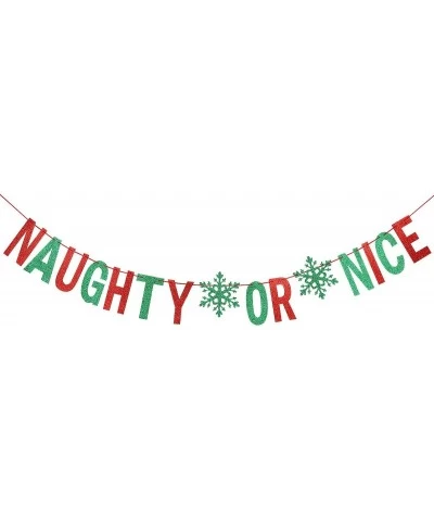 Red & Green Glittery Naughty Or Nice Banner- The Grinch Christmas Decorations Christmas Party Decorations Naughty Or Nice Dec...