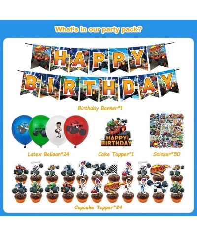 154Pcs Blaze and the Monster Machines Party Supplies for 10 Guests With Birthday Banner Cake Toppers Cupcake Toppers Latex Ba...