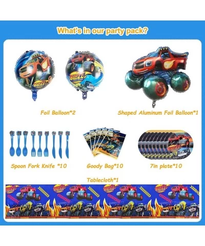 154Pcs Blaze and the Monster Machines Party Supplies for 10 Guests With Birthday Banner Cake Toppers Cupcake Toppers Latex Ba...