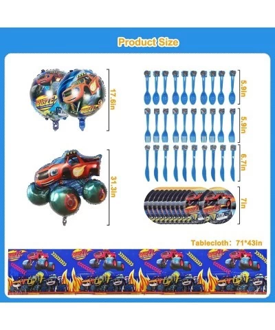 154Pcs Blaze and the Monster Machines Party Supplies for 10 Guests With Birthday Banner Cake Toppers Cupcake Toppers Latex Ba...